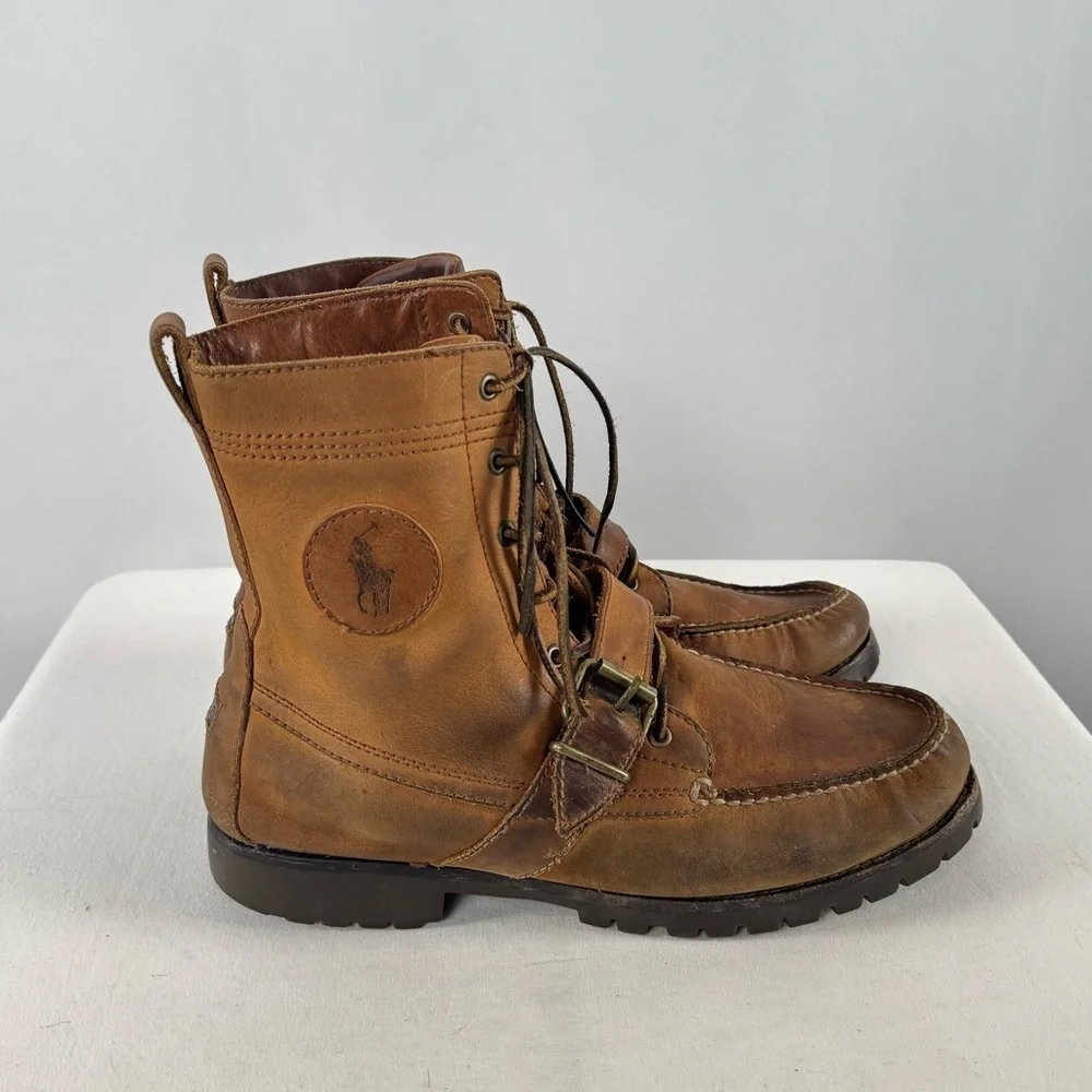 Polo Ralph Lauren Leather Buckle Ranger‎ Boots in Brown Size 10